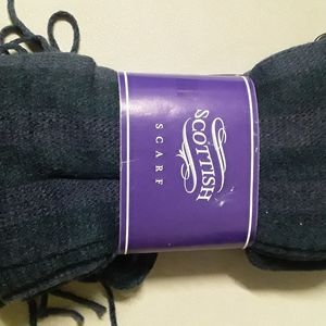 Scottish Scarf 100% Acrylic Black & Purple Striped Feels Like Wool